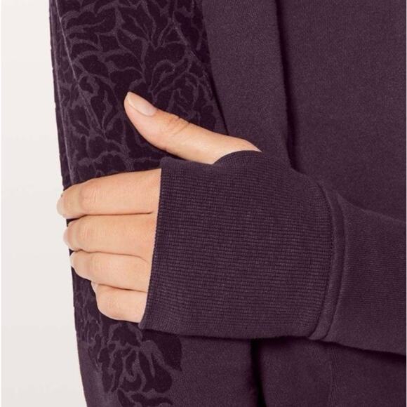 Lululemon Scuba Hoodie Floral Flock Womens Size 4 Plum Purple Full Zip Velvet - Picture 2 of 11